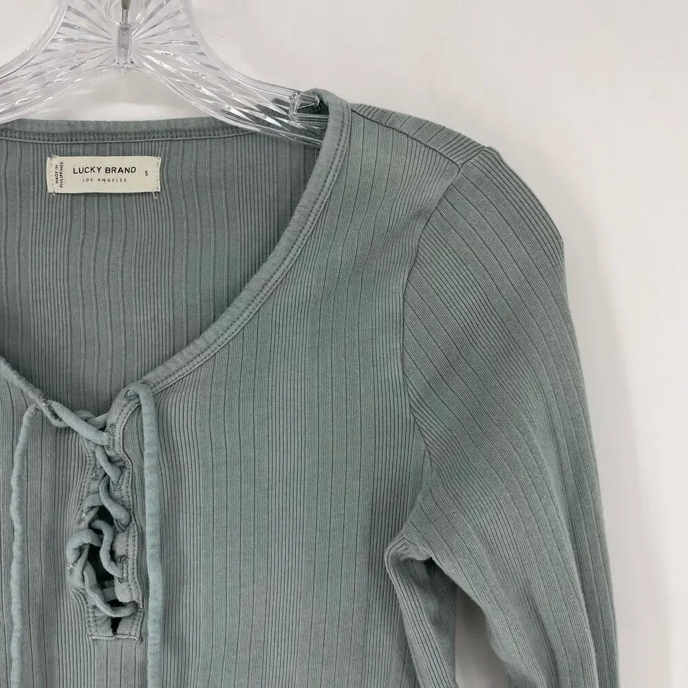 Lucky Brand Long Sleeve Ribbed Top Size Small